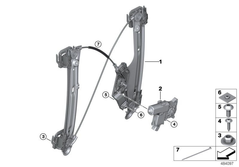 Механизм перемещения стекла двери Зд для ROLLS-ROYCE RR12 Phantom EWB N74L (схема запчастей)