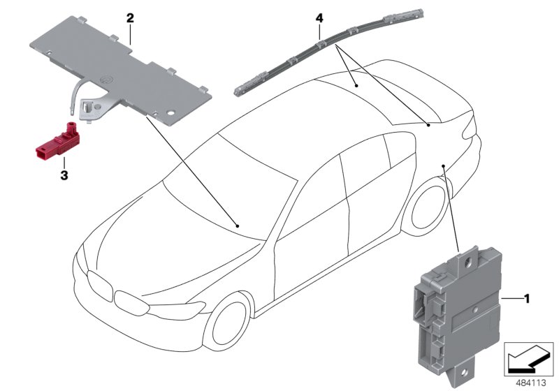 Светодиодный модуль/световод/ЭБУ для BMW G30 520i B46D (схема запчастей)