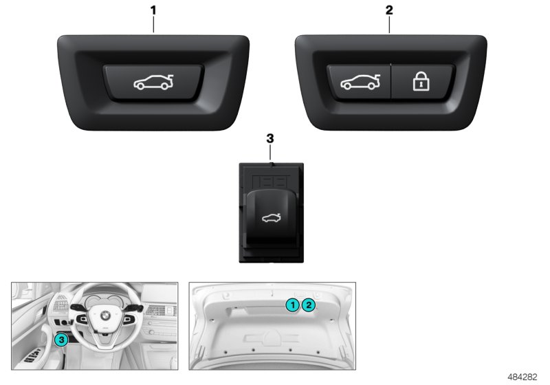 Переключатель привода крышки багажника для BMW G01 X3 20dX (TX36) B47 (схема запчастей)