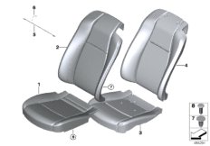 Набивка и обивка базового сиденья Пд для BMW RR6 Dawn N74R (схема запасных частей)