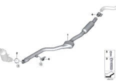 Катализатор/Средний глушитель для BMW F34 328iX N20 (схема запасных частей)