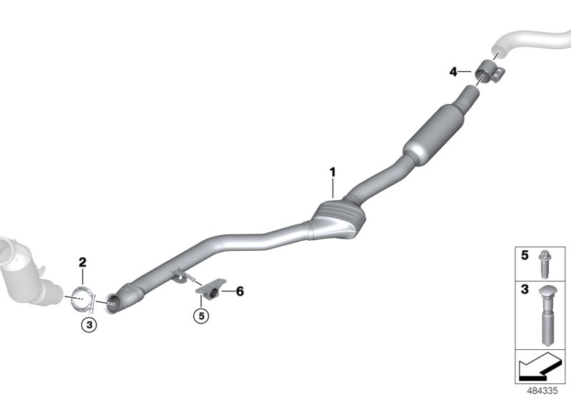 Катализатор/Средний глушитель для BMW F30 328i N20 (схема запчастей)