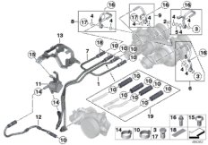 Система охлаждения-турбонагнетатель для BMW F06 M6 S63N (схема запасных частей)