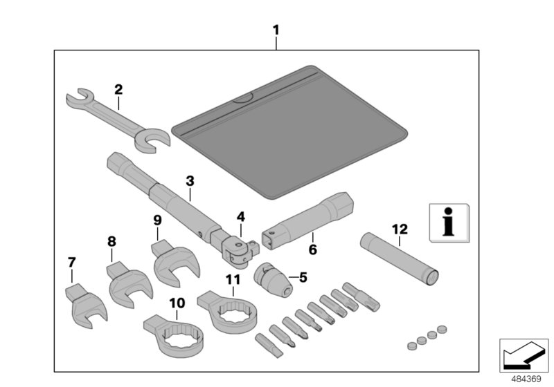 Бортовой инструмент, комплект для ТО для BMW K43 K 1200 R (0584,0594) 0 (схема запчастей)