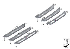 Дооснащение накладка порога с подсветкой для BMW G32 630i B48 (схема запасных частей)