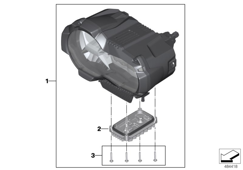 Светодиодная фара - Поколение II для MOTO K51 R 1250 GS Adv. (0J51, 0J53) 0 (схема запчастей)