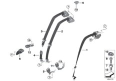 Ремень безопасности Зд для BMW G30 M550iX N63R (схема запасных частей)
