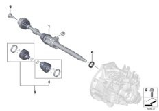 Приводной вал колеса П Пд для BMW F54N Cooper S B46C (схема запасных частей)