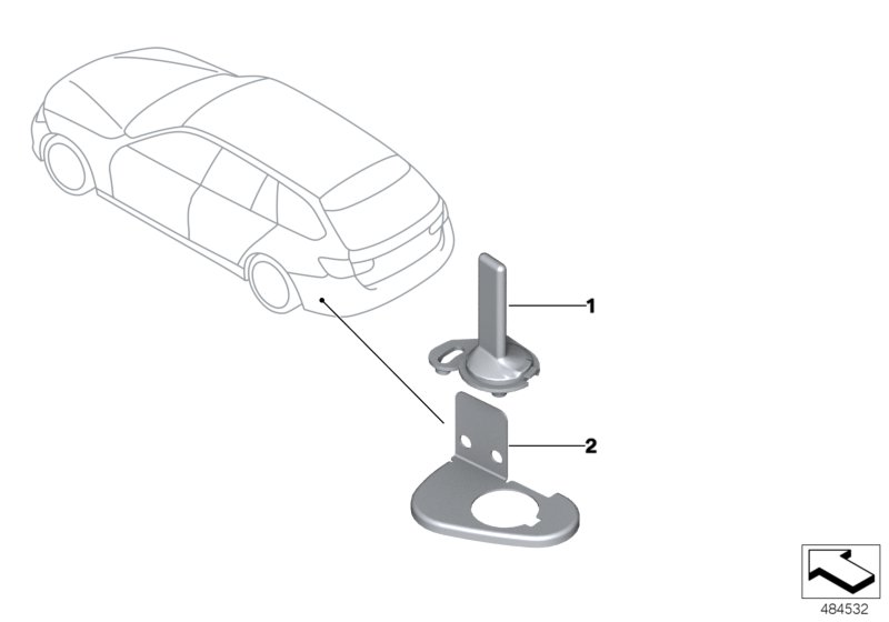 Детали антенны служебный автомобиль для BMW E91 320i N43 (схема запчастей)