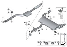 Система выпуска ОГ Зд для BMW G01 X3 30iX (TR95) B48 (схема запасных частей)