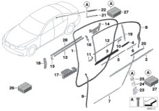 Накладки и уплотнения двери Зд II для BMW F03N 760LiS N74 (схема запасных частей)