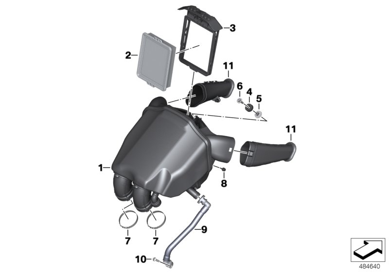 Глушитель шума всасывания воздуха для BMW K80 F 750 GS (0B08, 0B18) 0 (схема запчастей)