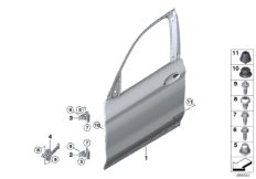 Дверь Пд, петли/ограничитель двери для BMW G01 X3 18d (TX16) B47 (схема запасных частей)