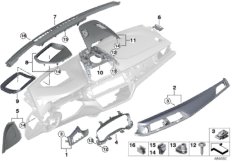 Доп.элементы панели приборов Вх для BMW G32 640iX B58C (схема запасных частей)
