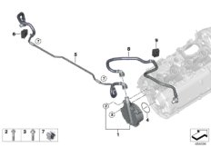 Вакуумный насос с трубопроводом для BMW F90 M5 S63M (схема запасных частей)