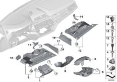 Доп.элементы панели приборов Нж. для BMW G32 640iX B58 (схема запасных частей)