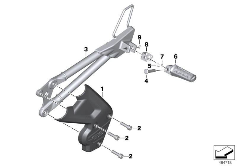 Система упоров для ног для BMW K02 G 310 GS (0G02, 0G12) 0 (схема запчастей)