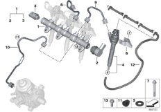Ресивер/инжектор/провод для BMW F54 Cooper SD ALL4 B47 (схема запасных частей)