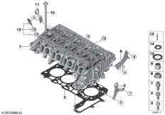 Головка блока цилиндров-доп.элементы для BMW F48N X1 25dX B47E (схема запасных частей)