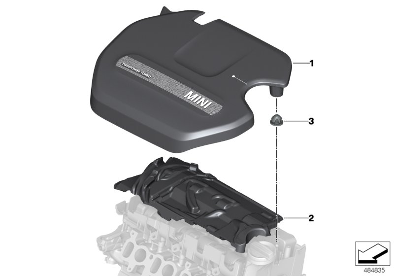 Звукоизоляционный кожух двигателя для MINI F55 Cooper SD B47D (схема запчастей)