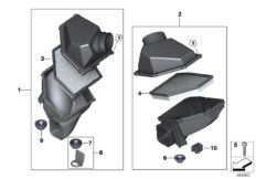 Глушитель шума всасыв./сменн.эл.фильтра для BMW F91 M8 S63M (схема запасных частей)