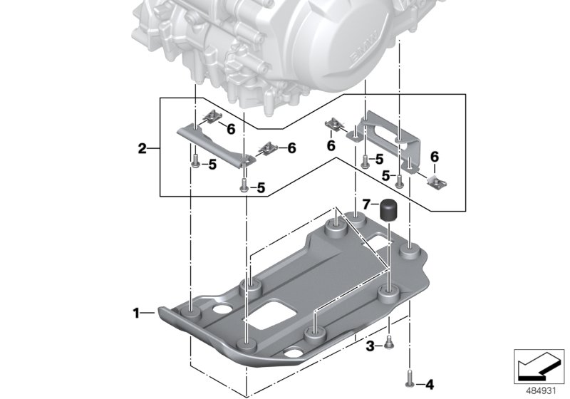 Двигатель противоподкат.брус пластмасса для MOTO K81 F 850 GS (0B09, 0B19) 0 (схема запчастей)
