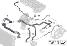 Шланги системы охлаждения для BMW F57 Cooper SD B47D (схема запасных частей)
