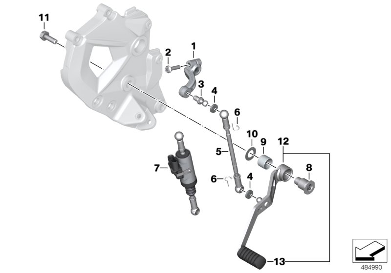 Внешние элементы механизма ПП для BMW K82 F 850 GS Adve. (0K01, 0K03) 0 (схема запчастей)