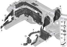 Дополнительные элементы моторного отсека для MINI F55 One First B38 (схема запасных частей)