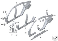 боковой каркас для BMW F07N 550iX 4.4 N63N (схема запасных частей)