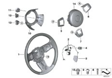 Многофункциональное рулевое колесо с НПБ для ROLLS-ROYCE RR12 Phantom EWB N74L (схема запасных частей)