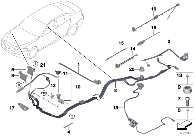 Провод батареи/кабель на массу для BMW F06 M6 S63N (схема запчастей)