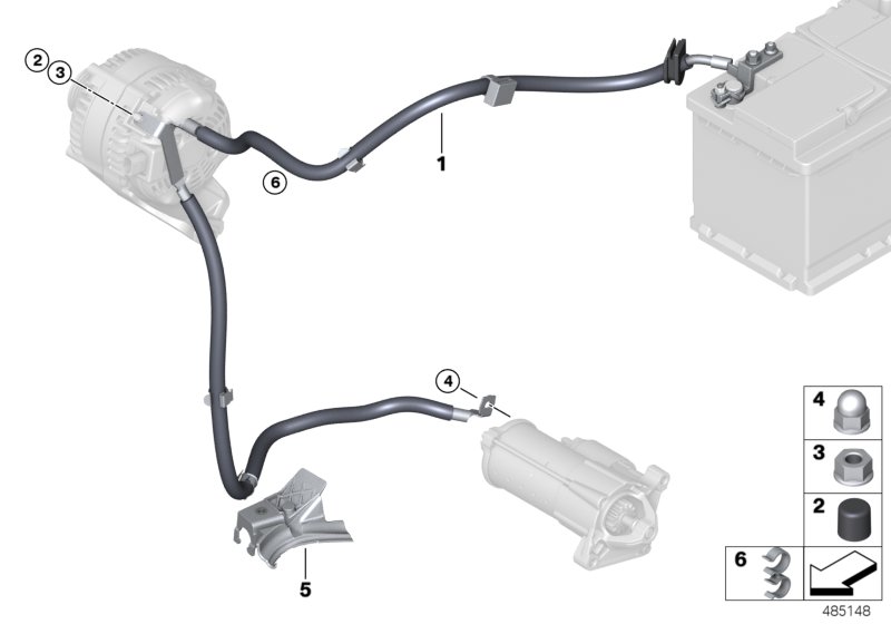 Провод батареи/провод стартера для BMW F54 Cooper D B47 (схема запчастей)