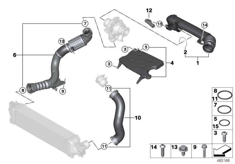 Воздуховод для BMW F56 Cooper D B37 (схема запчастей)