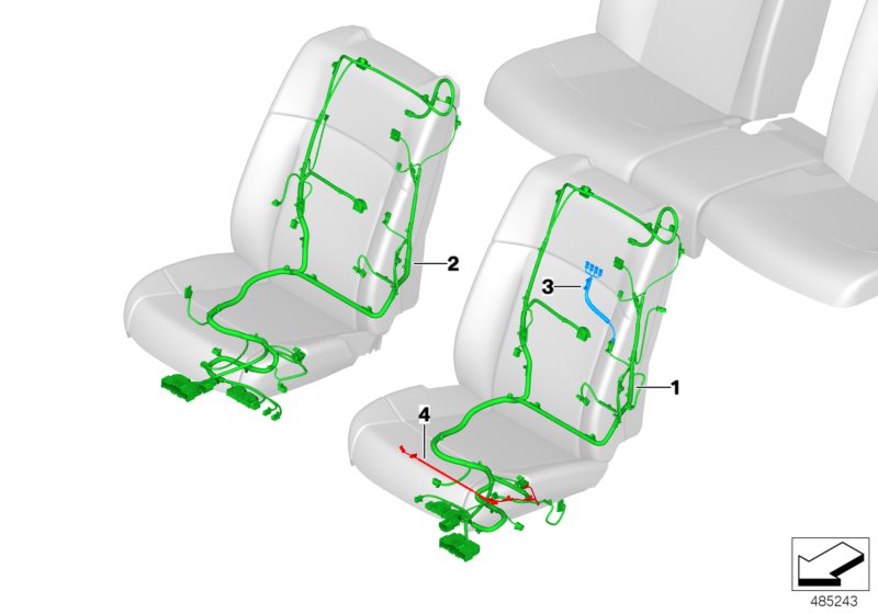 Пучок проводов переднего сиденья для ROLLS-ROYCE RR11 Phantom N74L (схема запчастей)