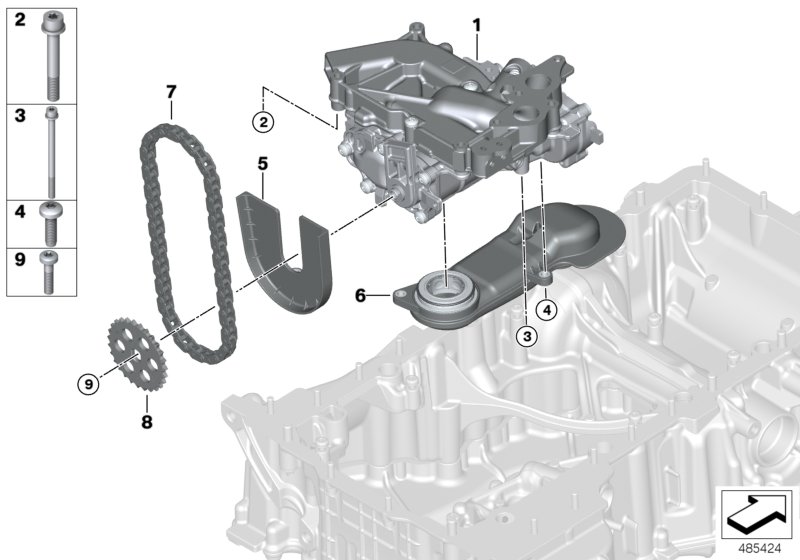 Смазочная система/маслян.насос с прив. для BMW F90 M5 S63M (схема запчастей)