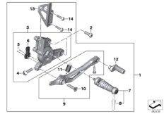 Упор для ноги П для MOTO K21 R nineT 16 (0J01, 0J03) 0 (схема запасных частей)