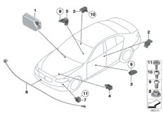 Электрические детали НПБ для BMW F10 M5 S63N (схема запасных частей)