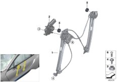 Механизм перемещения стекла двери Пд для BMW I12 i8 B38 (схема запасных частей)