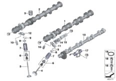 клапанное газораспределение для BMW G12N 750LiX N63B (схема запасных частей)