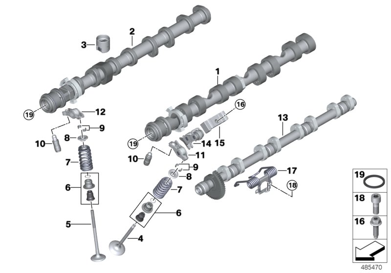клапанное газораспределение для BMW F91 M8 S63M (схема запчастей)