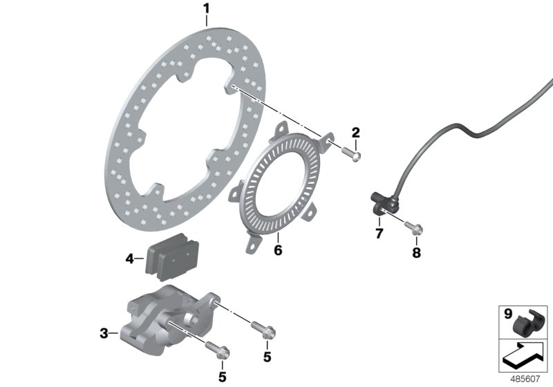 Тормозной механизм заднего колеса для MOTO K60 HP4Race (0E31, 0E33) 0 (схема запчастей)