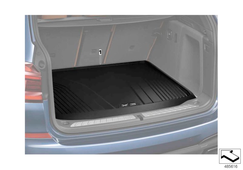 Фасонный коврик багажного отделения для BMW G01 X3 20iX (TR56) B48 (схема запчастей)
