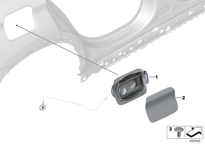 Заслонка заливного отверстия для BMW F48N X1 18i B32 (схема запчастей)