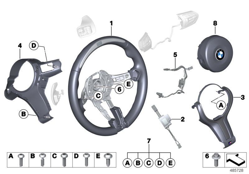 Рулевое колесо M Performance для BMW MOSP M235i Racing N55 (схема запчастей)