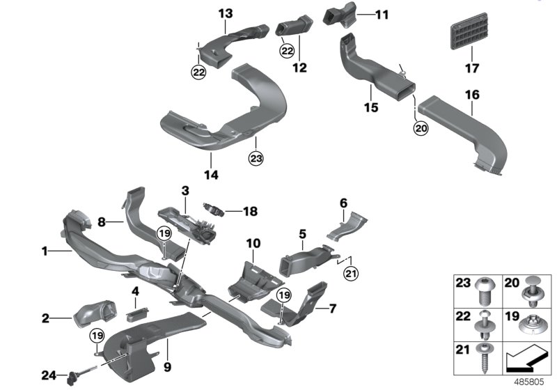 Вентиляционный канал для BMW G11 750i N63R (схема запчастей)