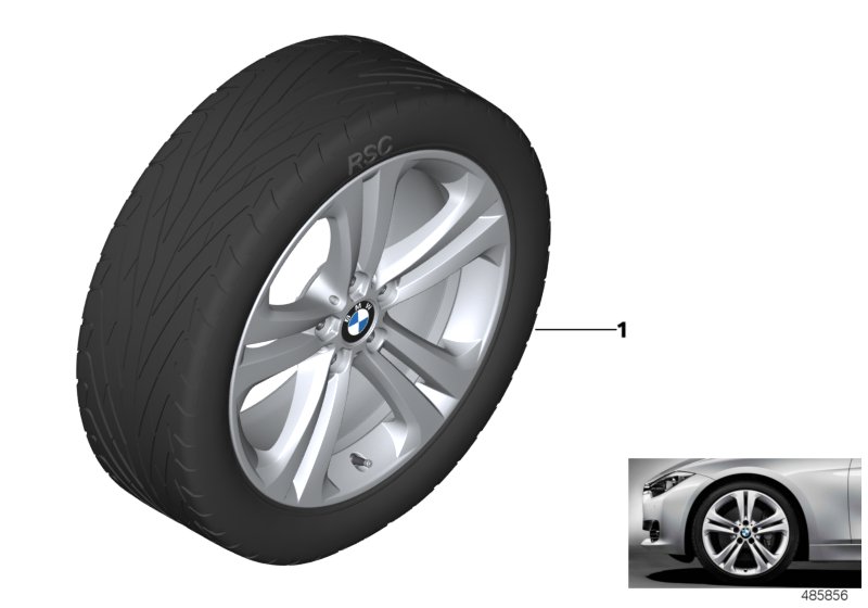 Л/c диск BMW со сдвоен.сп.диз.401 - 19'' для BMW F36 420dX N47N (схема запчастей)