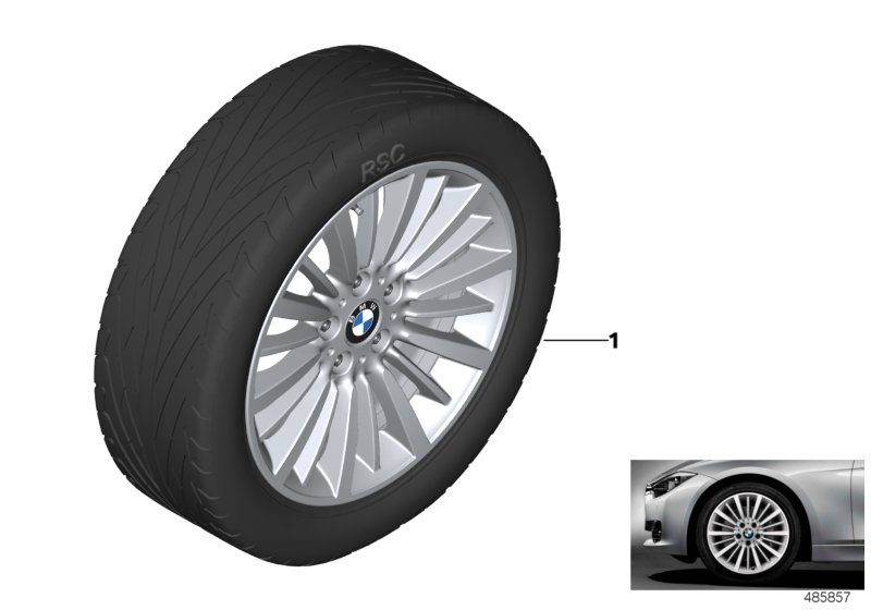 Л/с диск BMW многоспицевый 416 - 18'' для BMW F34N 318d B47 (схема запчастей)