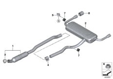 Система выпуска ОГ Зд для BMW F48 X1 20iX B48C (схема запасных частей)