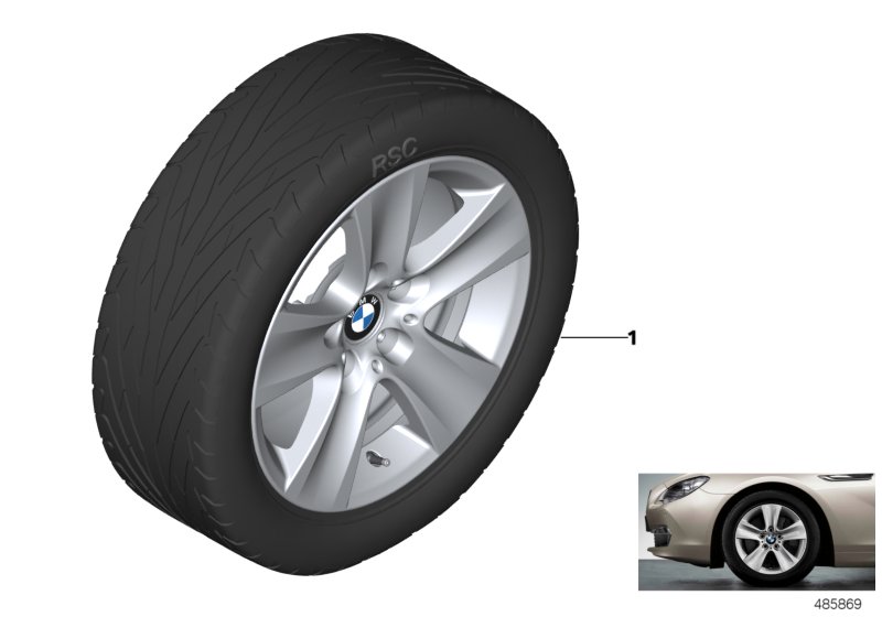 Л/c диск BMW со звезд.спиц. 327 - 17'' для BMW F13N 640d N57Z (схема запчастей)